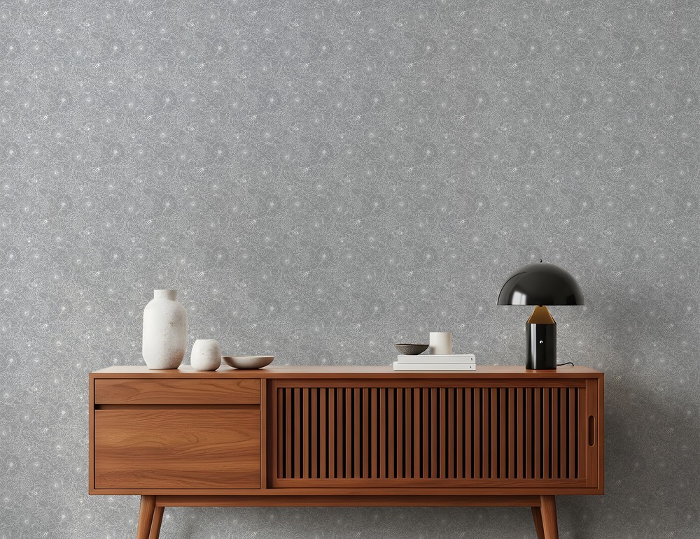 Picture of Bees and Flowers in Grey - 1032001-05